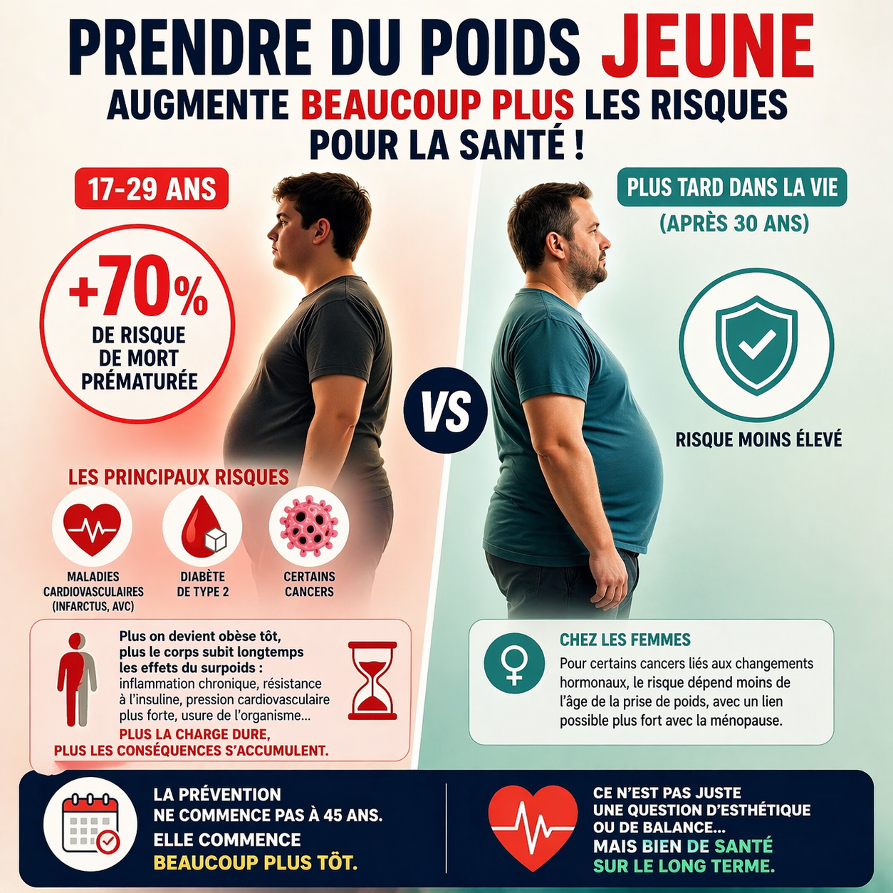 Prendre du poids jeune, surtout entre 17 et 29 ans, serait bien plus risqué pour la santé que de grossir plus tard dans la vie.