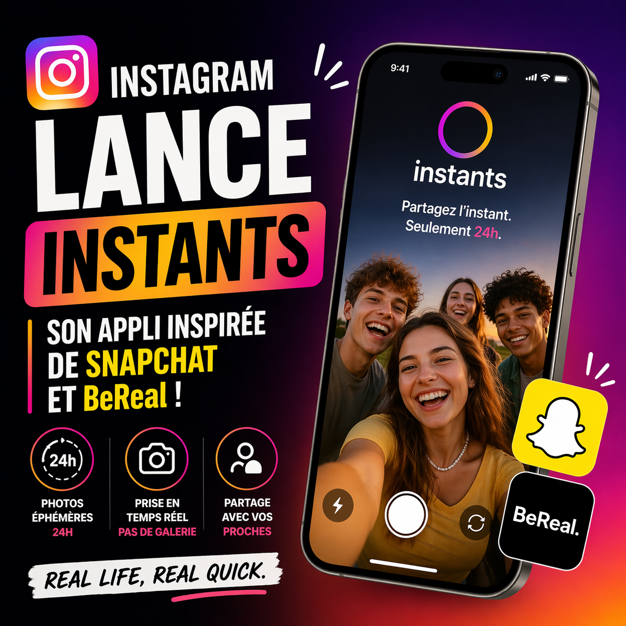 Instagram copie encore… et cette fois, ça sent fort le mélange entre Snapchat et BeReal