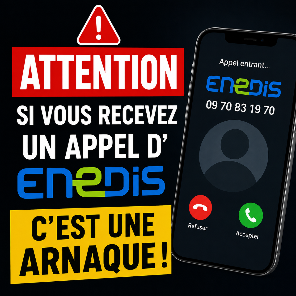 Attention si vous recevez un appel d&rsquo;Enedis, c&rsquo;est une arnaque !